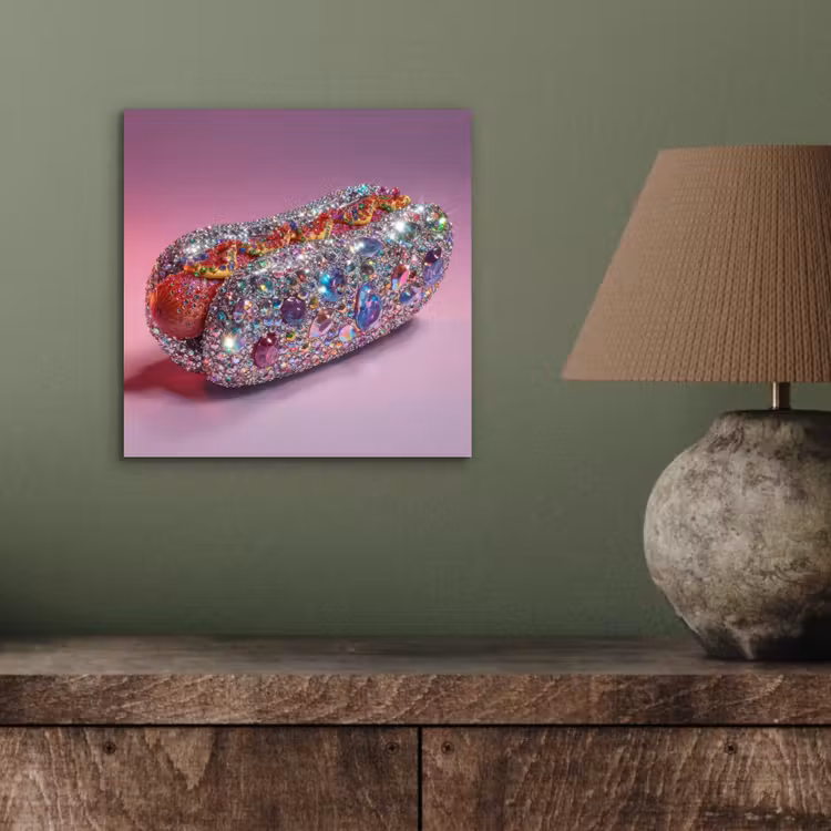 Hotdog - Steentjes - Glitters - Paars aluminium wit klein -sfeer2