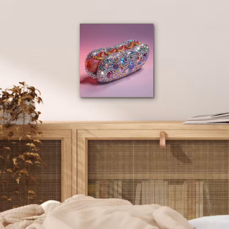 Hotdog - Steentjes - Glitters - Paars aluminium wit klein -sfeer3