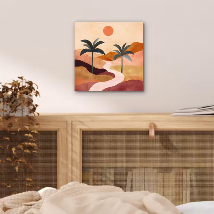 Heuvels - Palmbomen - Abstract aluminium wit klein -sfeer3