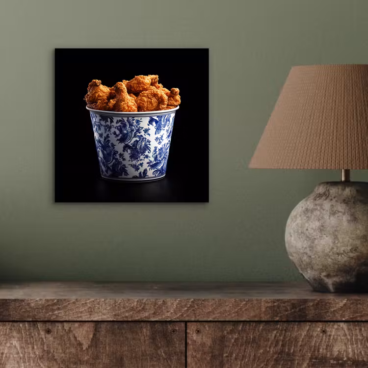 Kip - Bucket - Delfts blauw - Lekker aluminium wit klein -sfeer2