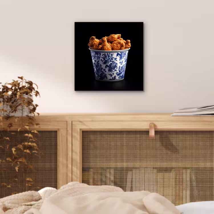 Kip - Bucket - Delfts blauw - Lekker aluminium wit klein -sfeer3