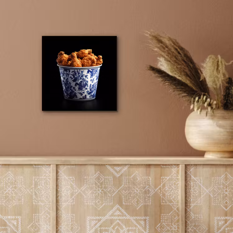 Kip - Bucket - Delfts blauw - Lekker aluminium wit klein -sfeer4