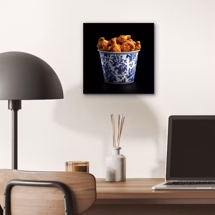 Kip - Bucket - Delfts blauw - Lekker aluminium wit klein -sfeer5