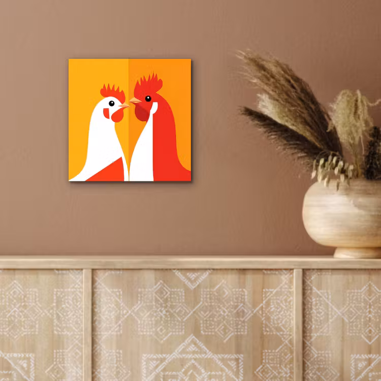 Kippen - Oranje - Vlakken aluminium wit klein -sfeer4