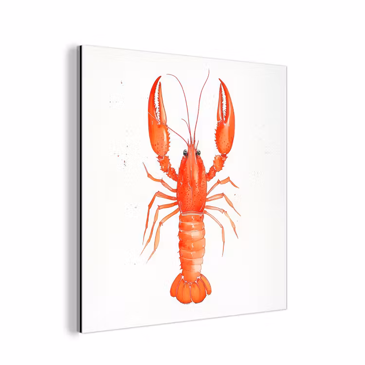 Kreeft - Waterverf - Aquarel - Oranje aluminium wit klein -3d