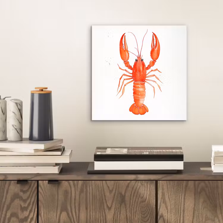 Kreeft - Waterverf - Aquarel - Oranje aluminium wit klein -sfeer1