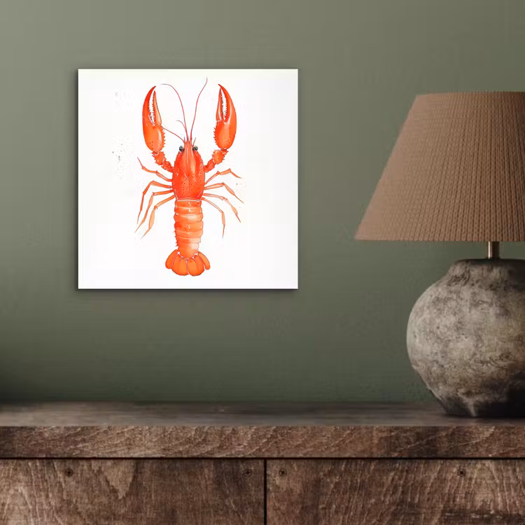 Kreeft - Waterverf - Aquarel - Oranje aluminium wit klein -sfeer2