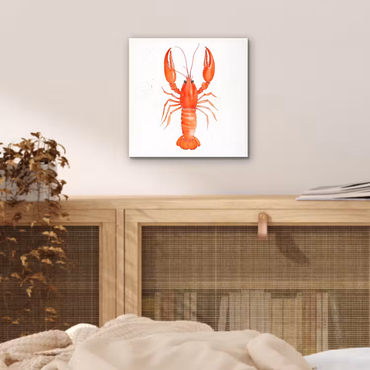 Kreeft - Waterverf - Aquarel - Oranje aluminium wit klein -sfeer3