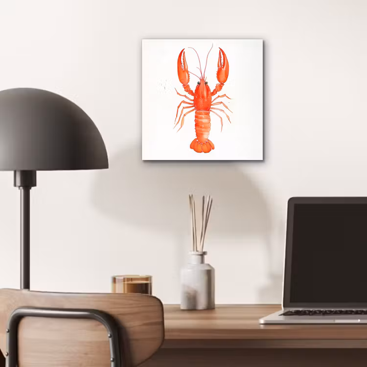 Kreeft - Waterverf - Aquarel - Oranje aluminium wit klein -sfeer5