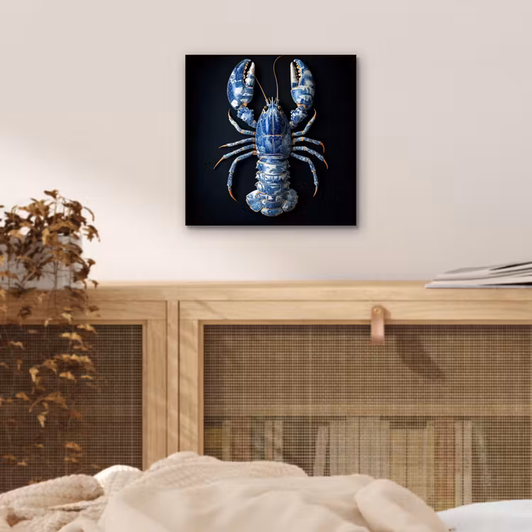 Kreeft - Delftsblauw - Schild - Stoer aluminium wit klein -sfeer3