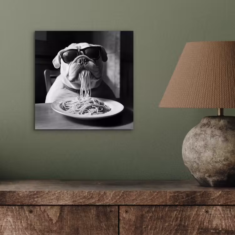 Hond - Bulldog - Pasta - Bril - Stoer - Dieren aluminium wit klein -sfeer2