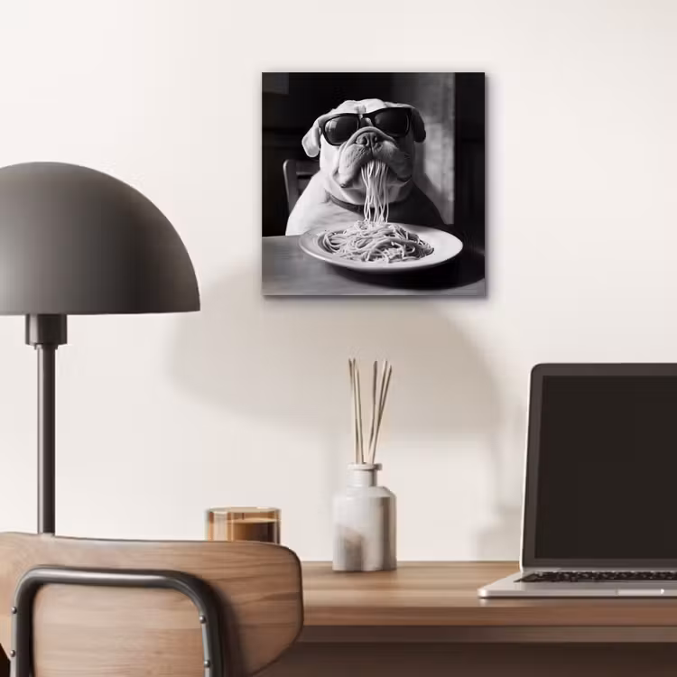Hond - Bulldog - Pasta - Bril - Stoer - Dieren aluminium wit klein -sfeer5