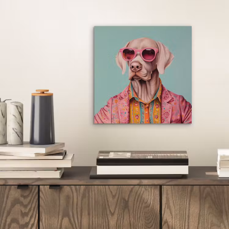 Hond - Overhemd - Bloemen - Bril aluminium wit klein -sfeer1