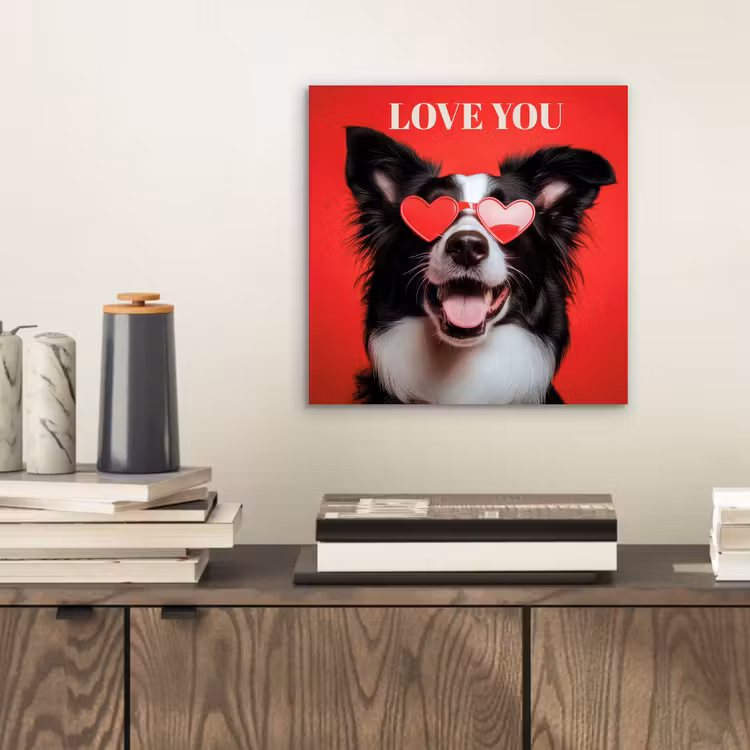 Hond - Hartjesbril - Loveyou - Rood aluminium wit klein -sfeer1