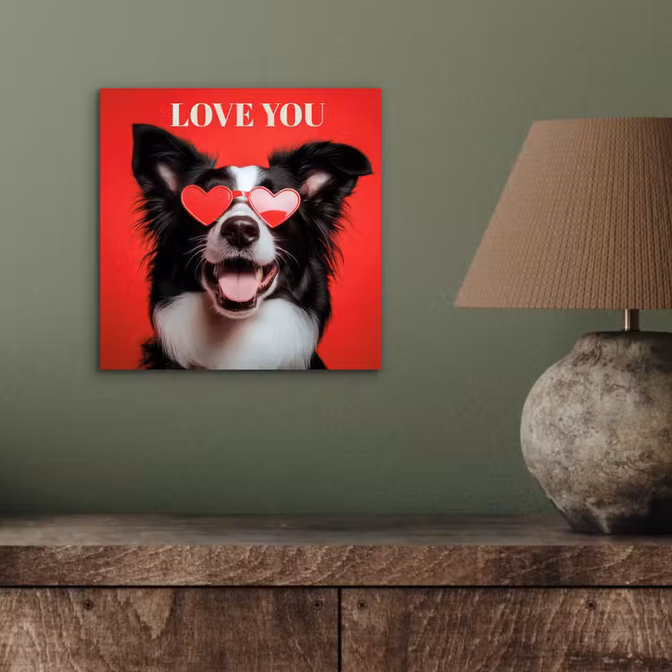 Hond - Hartjesbril - Loveyou - Rood aluminium wit klein -sfeer2