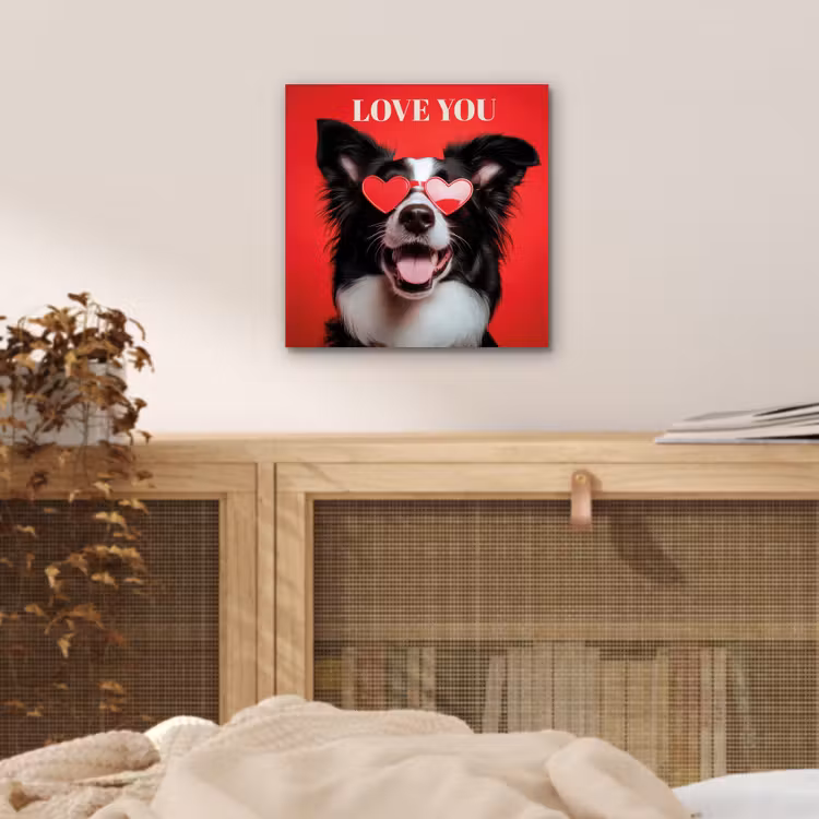 Hond - Hartjesbril - Loveyou - Rood aluminium wit klein -sfeer3