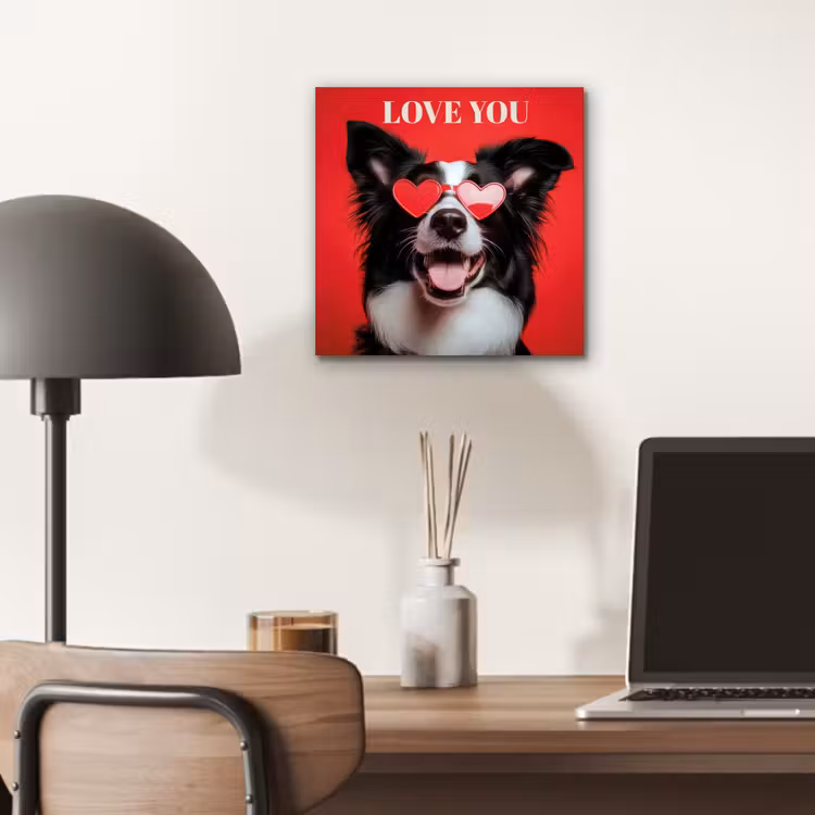 Hond - Hartjesbril - Loveyou - Rood aluminium wit klein -sfeer5
