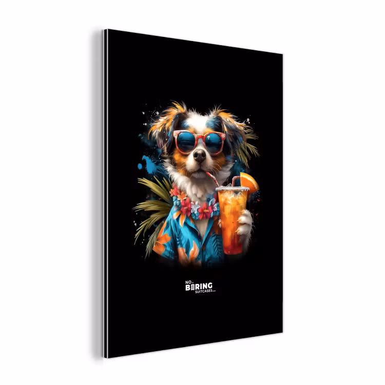 Hond in tropische sferen aluminium wit klein -3d
