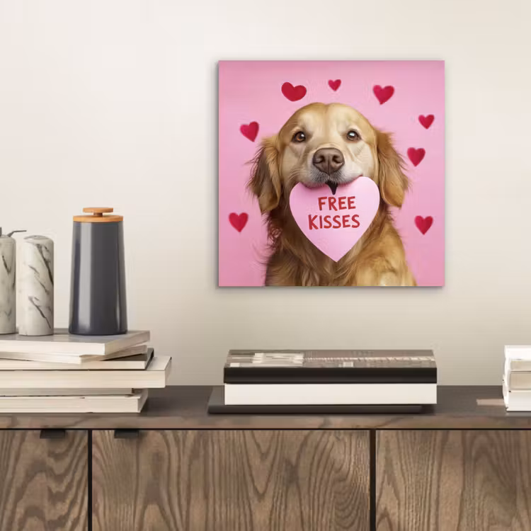 Hond - Kiss- Valentijn - Hartjes aluminium wit klein -sfeer1
