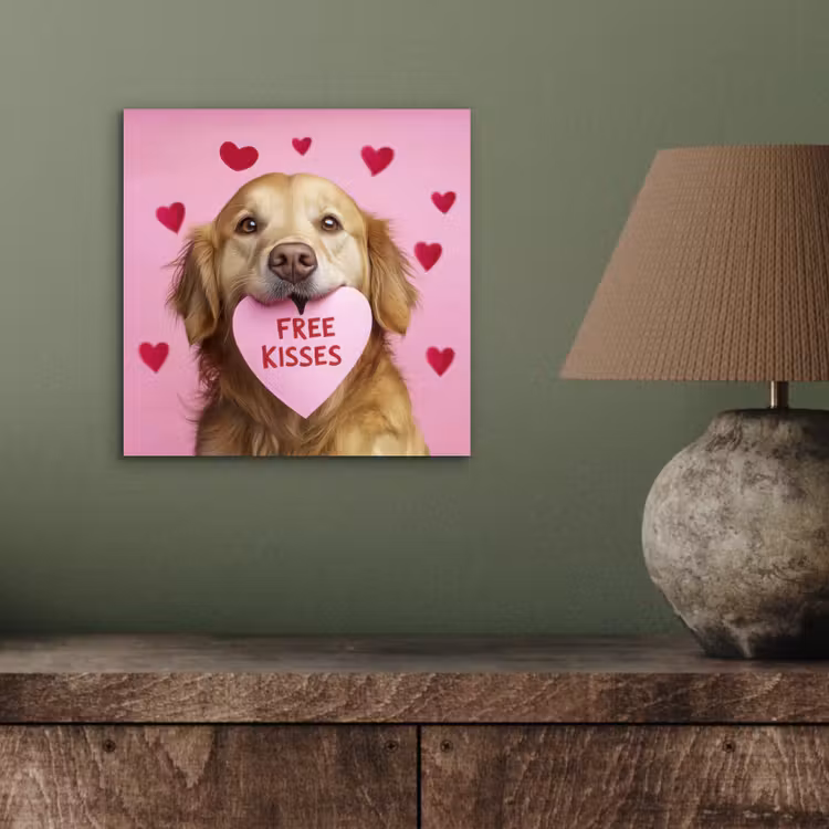 Hond - Kiss- Valentijn - Hartjes aluminium wit klein -sfeer2