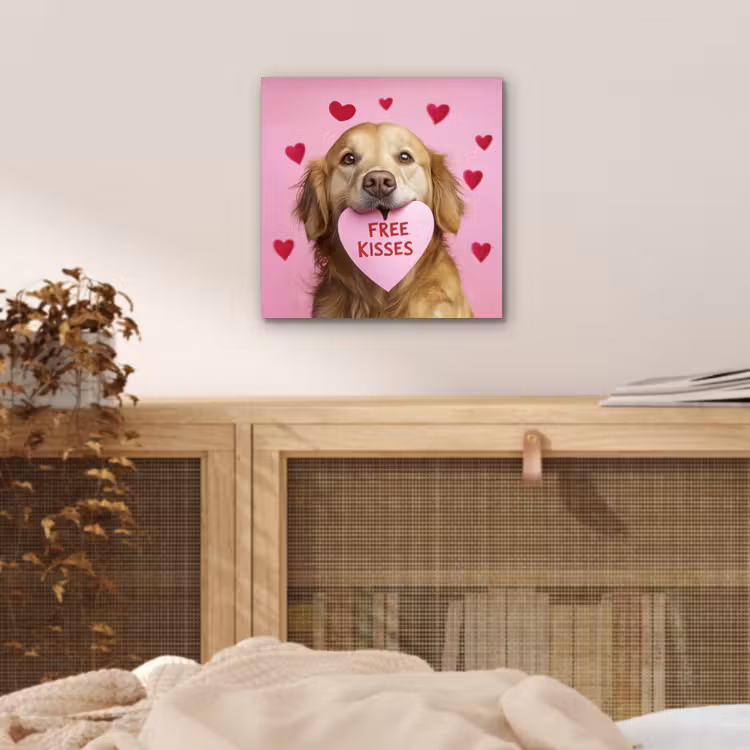 Hond - Kiss- Valentijn - Hartjes aluminium wit klein -sfeer3