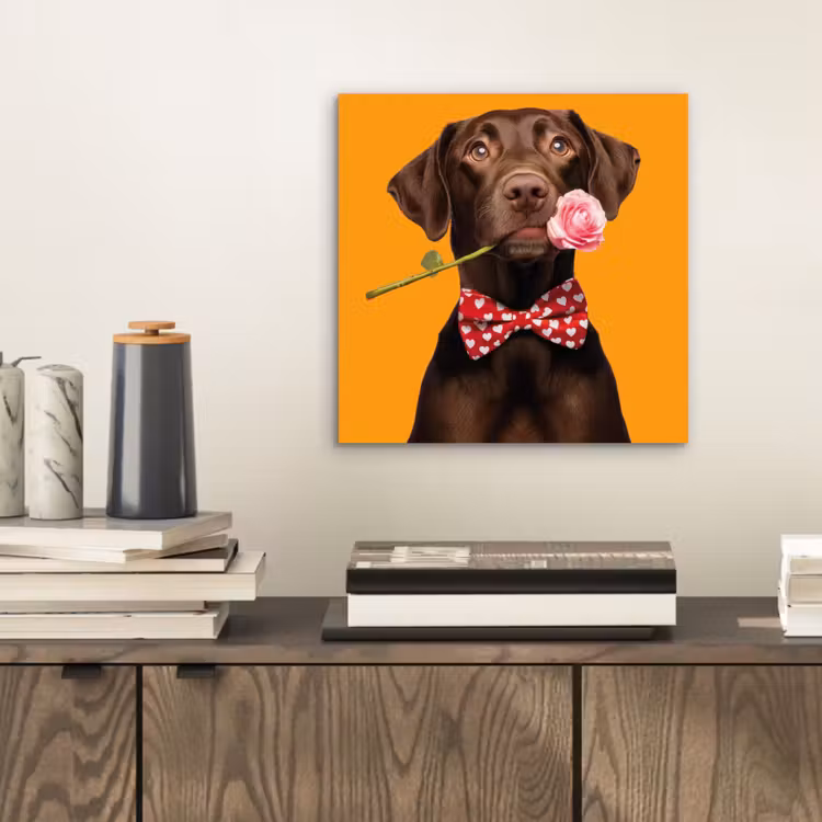 Hond - Oranje - Roos - Valentijn aluminium wit klein -sfeer1