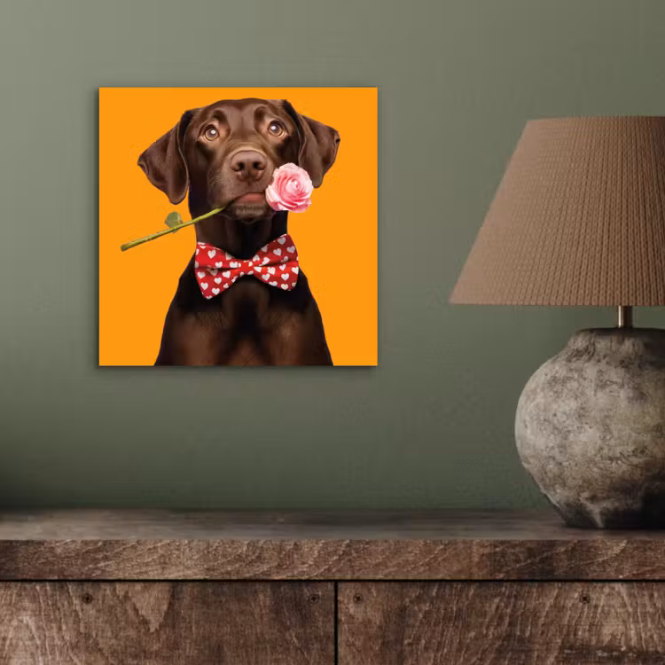 Hond - Oranje - Roos - Valentijn aluminium wit klein -sfeer2