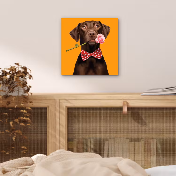 Hond - Oranje - Roos - Valentijn aluminium wit klein -sfeer3