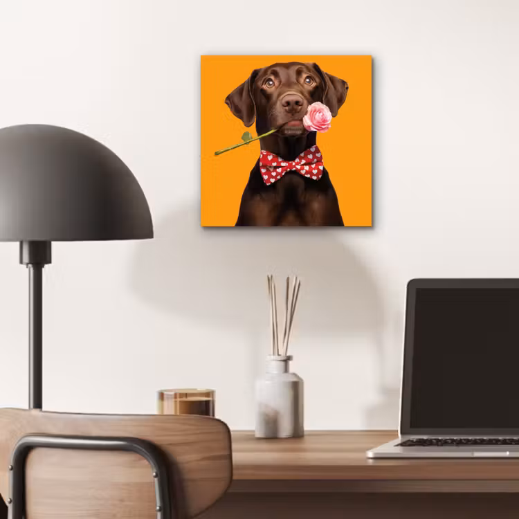 Hond - Oranje - Roos - Valentijn aluminium wit klein -sfeer5