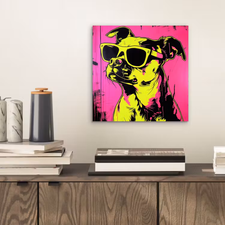 Hond - Zonnebril - Roze - Art aluminium wit klein -sfeer1