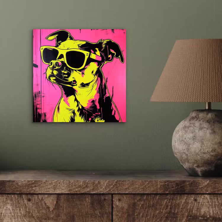 Hond - Zonnebril - Roze - Art aluminium wit klein -sfeer2