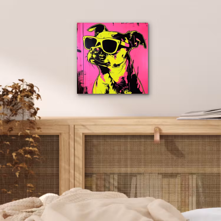 Hond - Zonnebril - Roze - Art aluminium wit klein -sfeer3