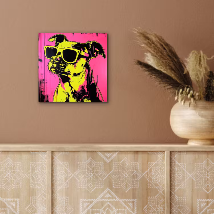 Hond - Zonnebril - Roze - Art aluminium wit klein -sfeer4