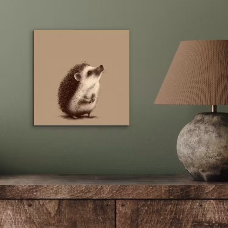 Egel - Snuitje - Bruin - Stekels aluminium wit klein -sfeer2