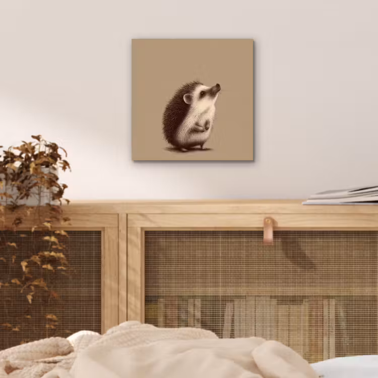 Egel - Snuitje - Bruin - Stekels aluminium wit klein -sfeer3