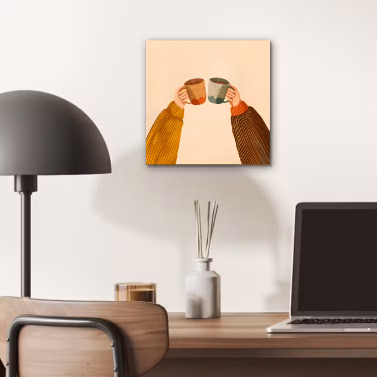 Illustratie - Mokken - Proosten - Bruin aluminium wit klein -sfeer5