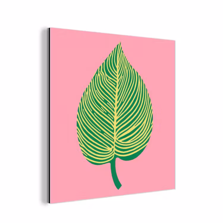 Illustratie - Blad - Minimalistisch - Groen aluminium wit klein -3d
