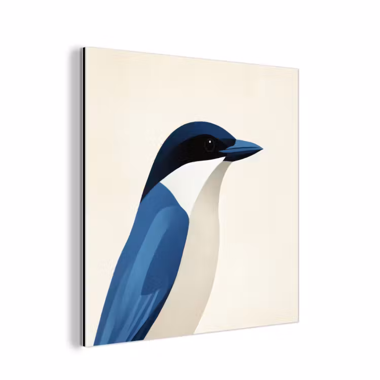 Illustratie - Blauw - Vogel aluminium wit klein -3d
