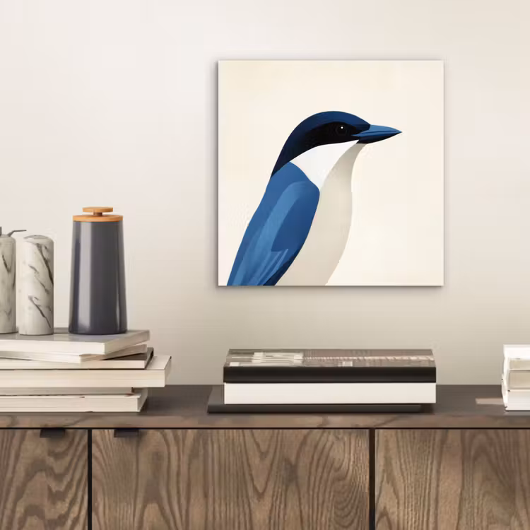 Illustratie - Blauw - Vogel aluminium wit klein -sfeer1