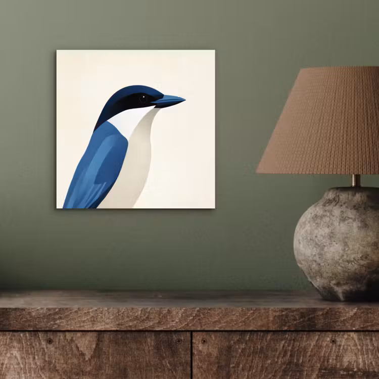 Illustratie - Blauw - Vogel aluminium wit klein -sfeer2