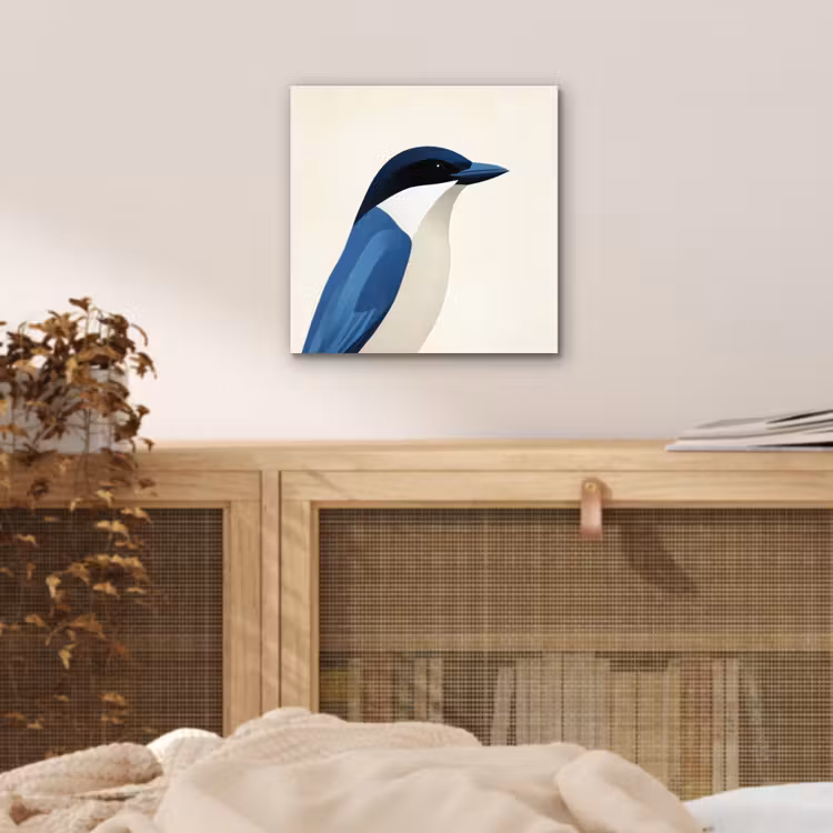 Illustratie - Blauw - Vogel aluminium wit klein -sfeer3