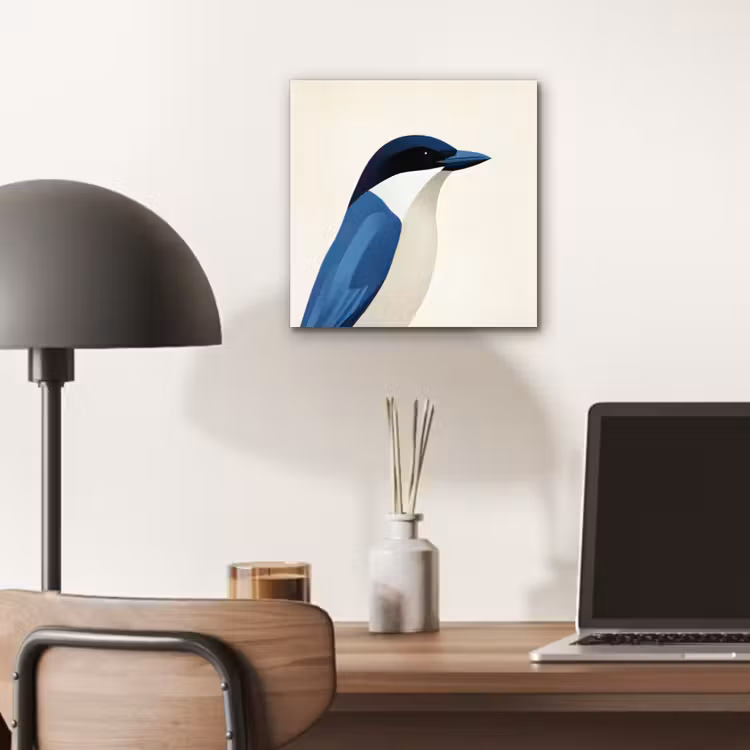 Illustratie - Blauw - Vogel aluminium wit klein -sfeer5