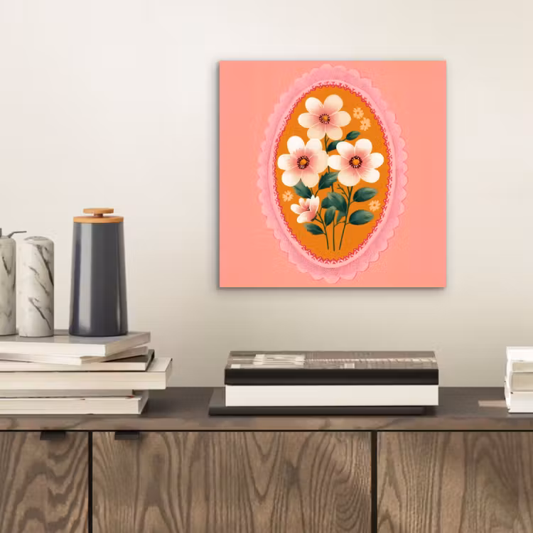 Illustratie - Bloemen - Rand - Roze aluminium wit klein -sfeer1