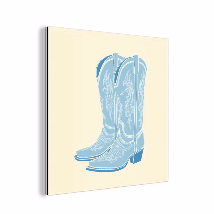 Illustratie - Cowboylaarzen - Patroon aluminium wit klein -3d