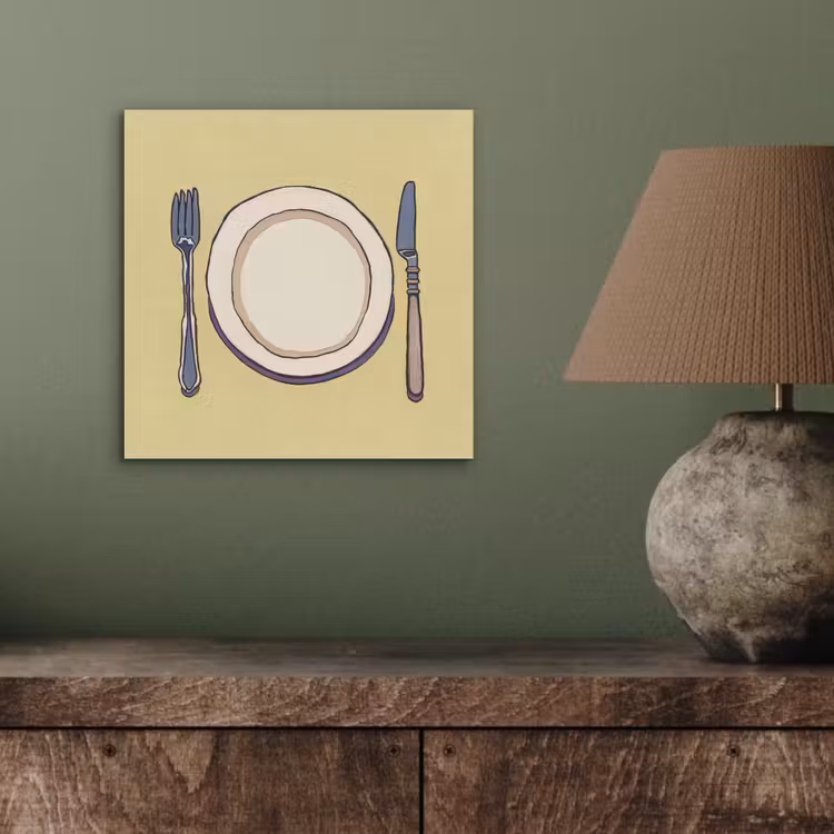 Illustratie - Bord - Bestek - Beige aluminium wit klein -sfeer2