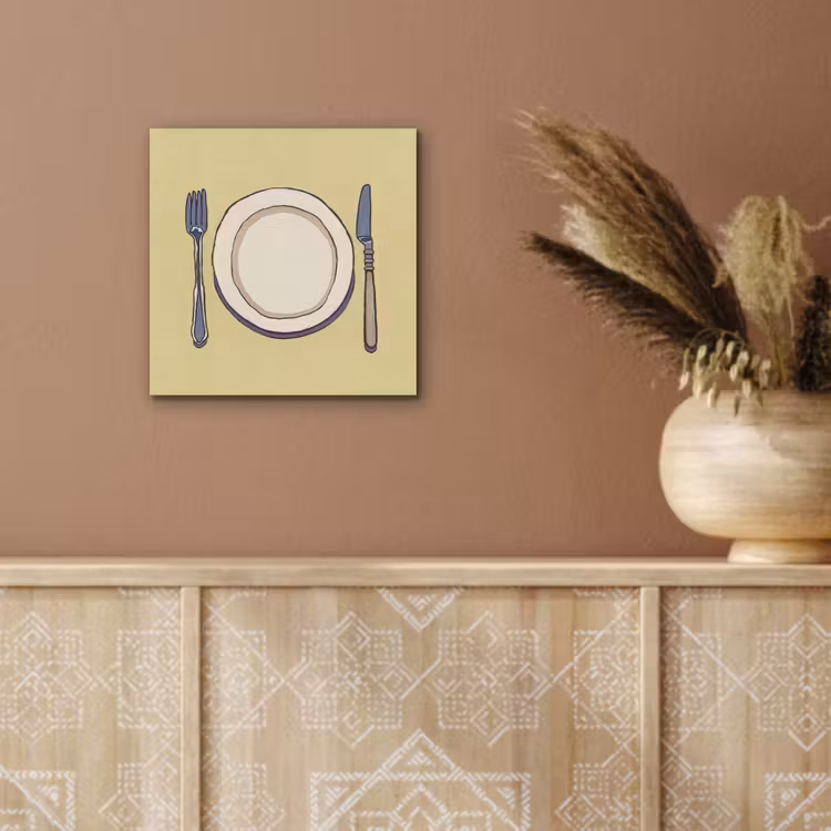 Illustratie - Bord - Bestek - Beige aluminium wit klein -sfeer4
