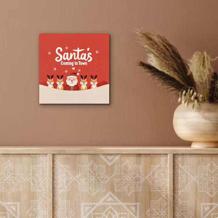Illustratie - Kerstman - Rendieren - Rood aluminium wit klein -sfeer4