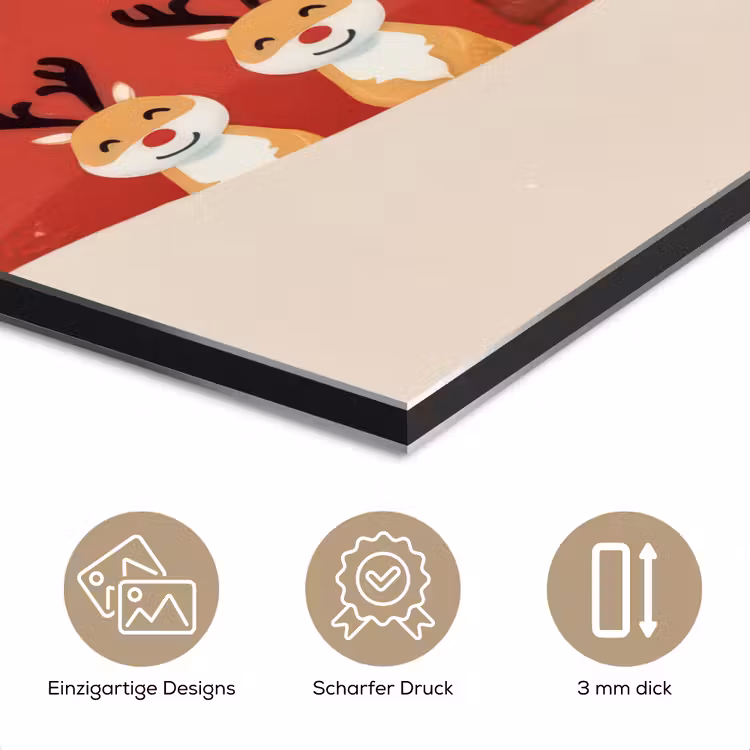 Illustratie - Kerstman - Rendieren - Rood aluminium wit klein -closeup_DE