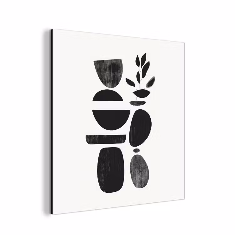 Japandi - Zwart - Abstract aluminium wit klein -3d