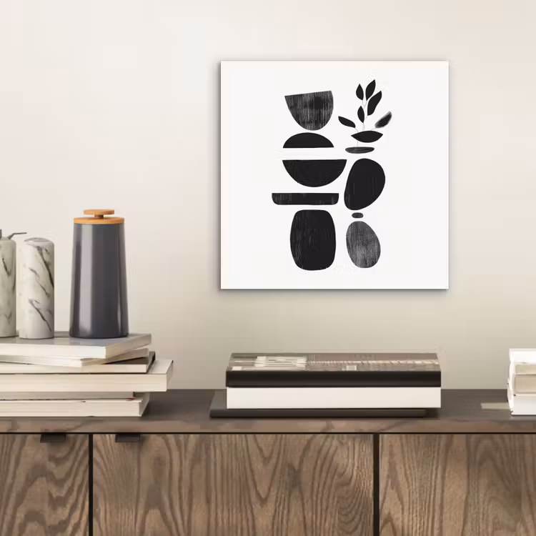 Japandi - Zwart - Abstract aluminium wit klein -sfeer1